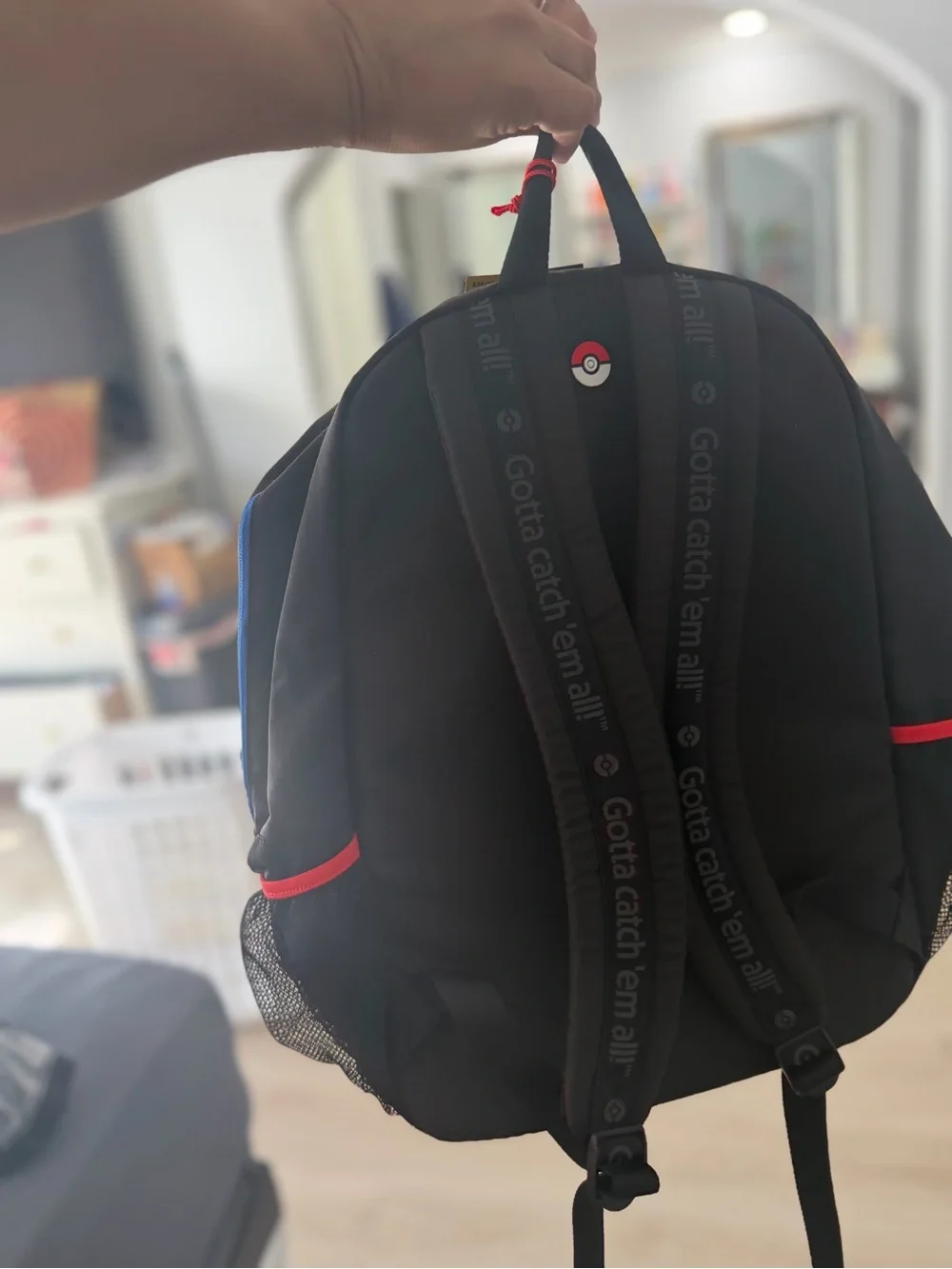Pokemon Black Backpack with Red, Yellow & Blue Accents